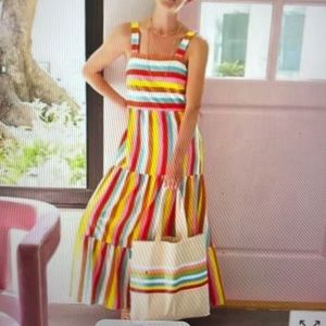 J crew maxi dress in rainbow stripe